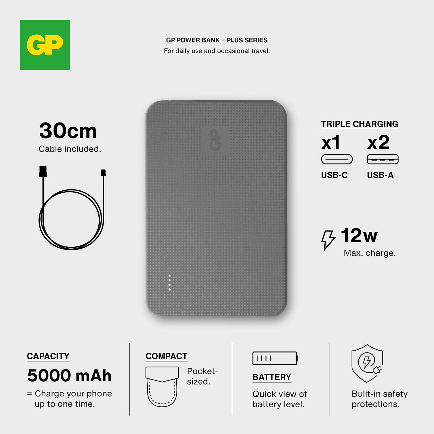 GP Powerbank Plus 5000mAh Black