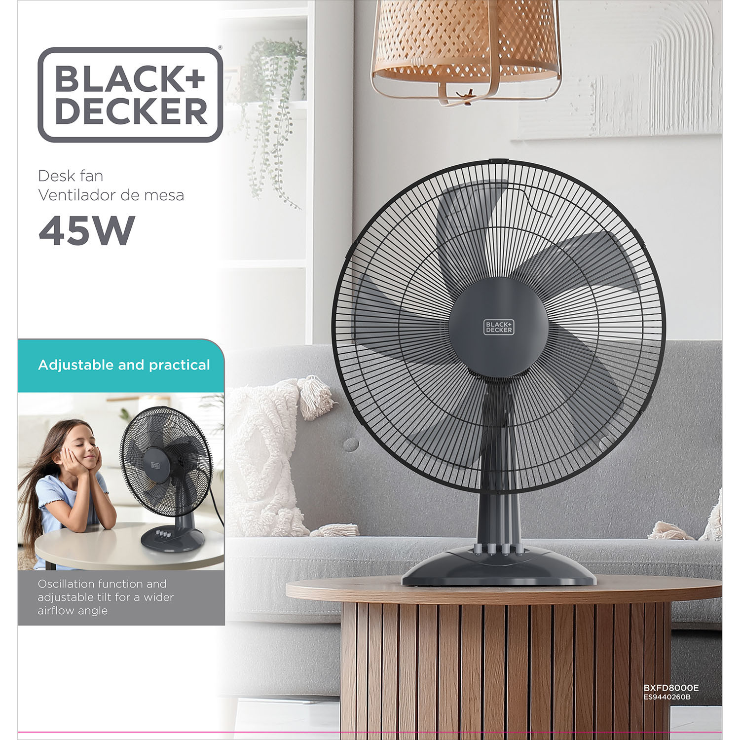 BLACK+DECKER Desk Fan 40 Cm 45W Black