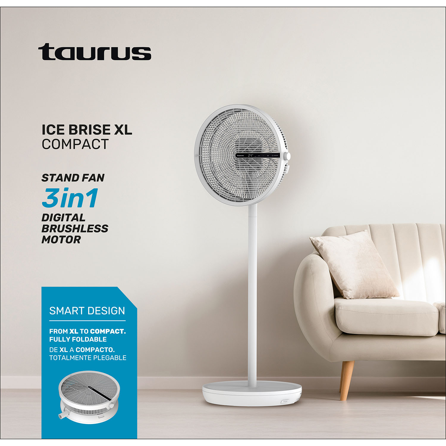 TAURUS Pedistal Fan Ice Brise XL-Compact Rechargeable