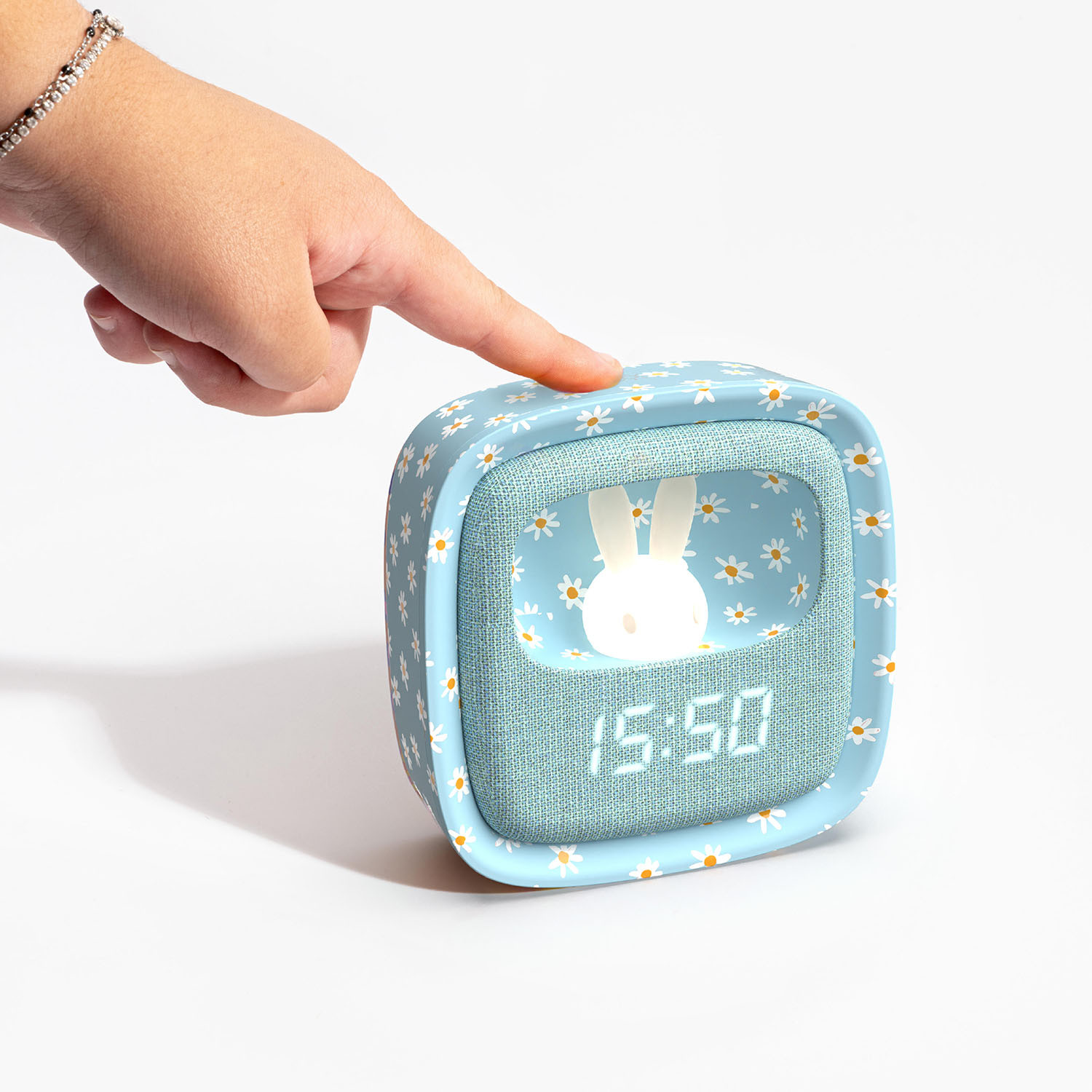 MOB Alarm Clock with Light Billy Clock Blue Flower