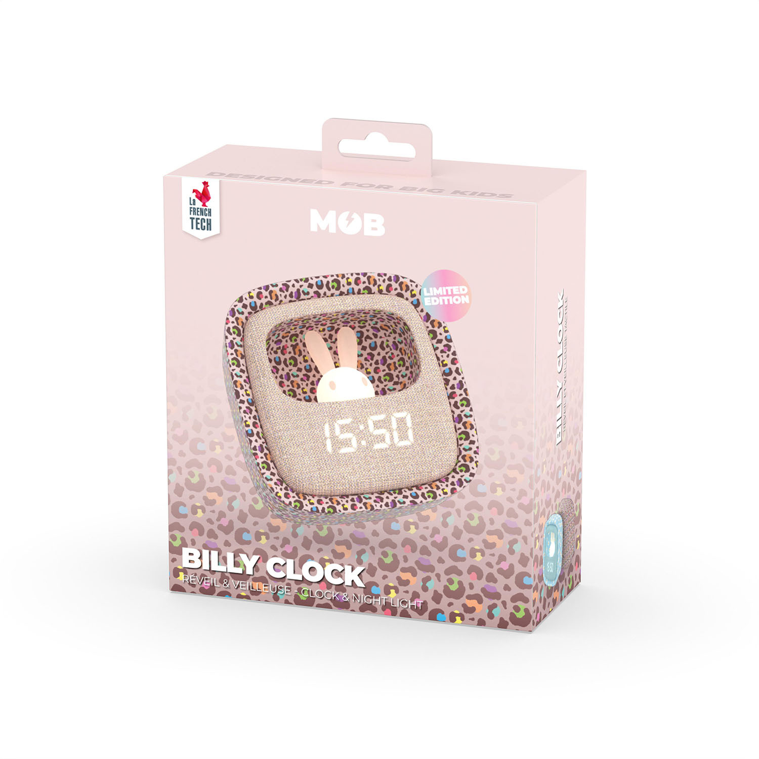 MOB Alarm Clock with Light Billy Clock Rainbow Leopard