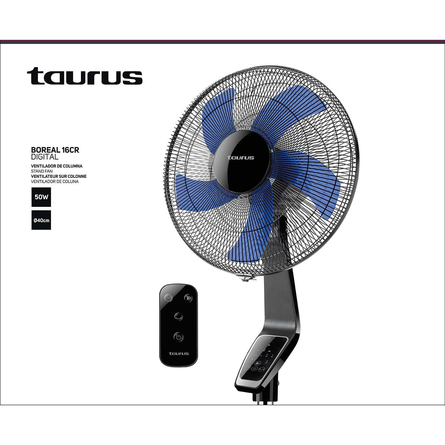 TAURUS Fan 40cm Pedistal Boreal 16CR Digital Black