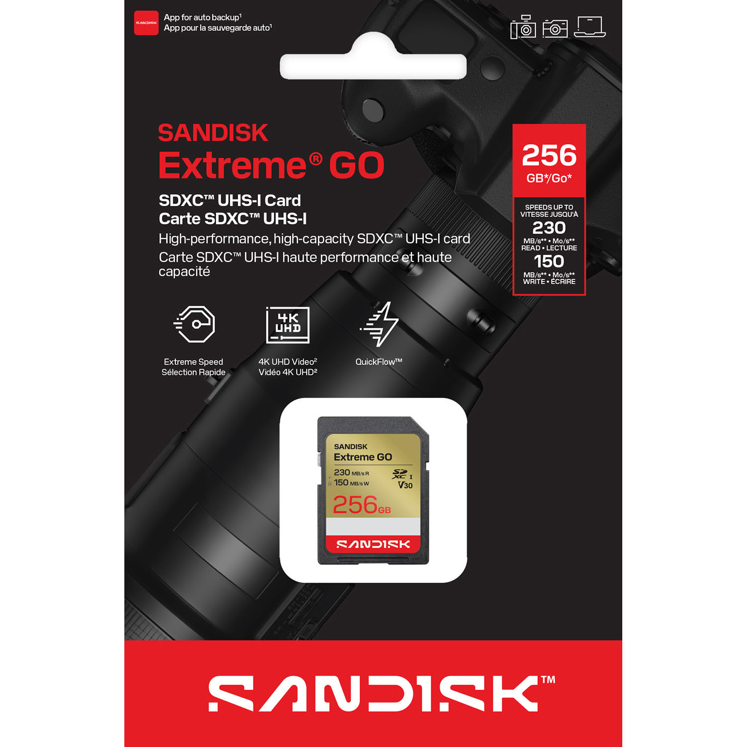 SANDISK SD Extreme GO 256GB 230/150MB/s C10 UHS-I U3 V30