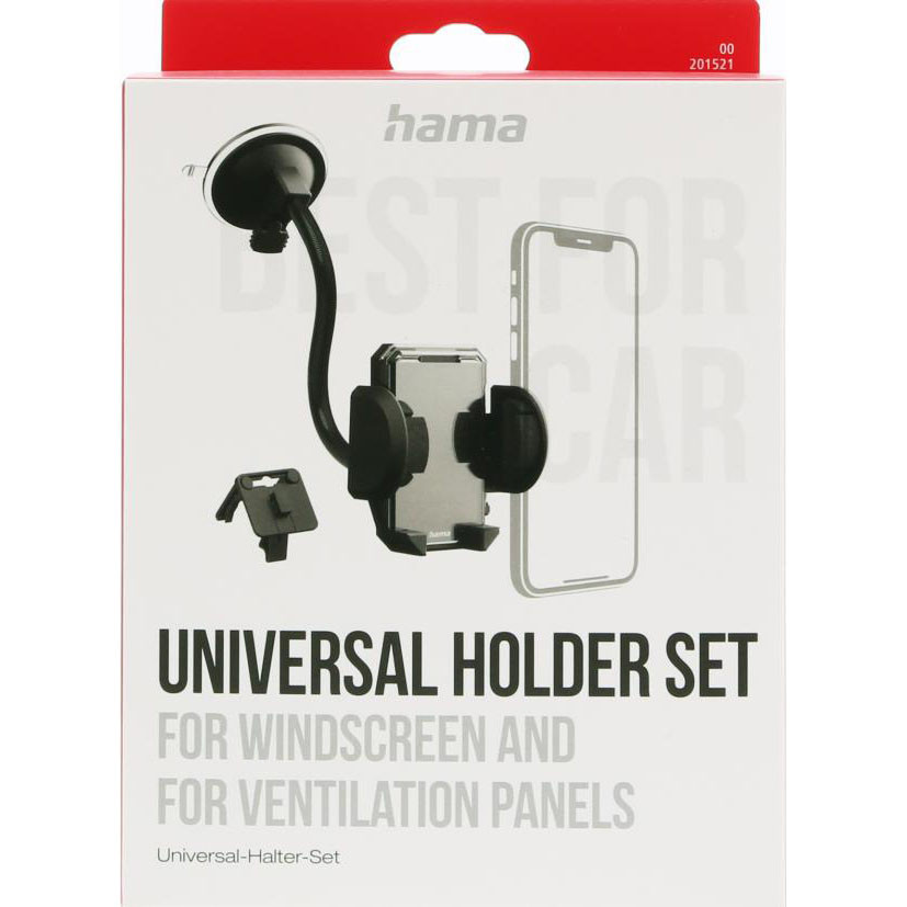 HAMA 2in1 Mobile Phone Holder Kit for Airwent/Windscreen, 360-degr