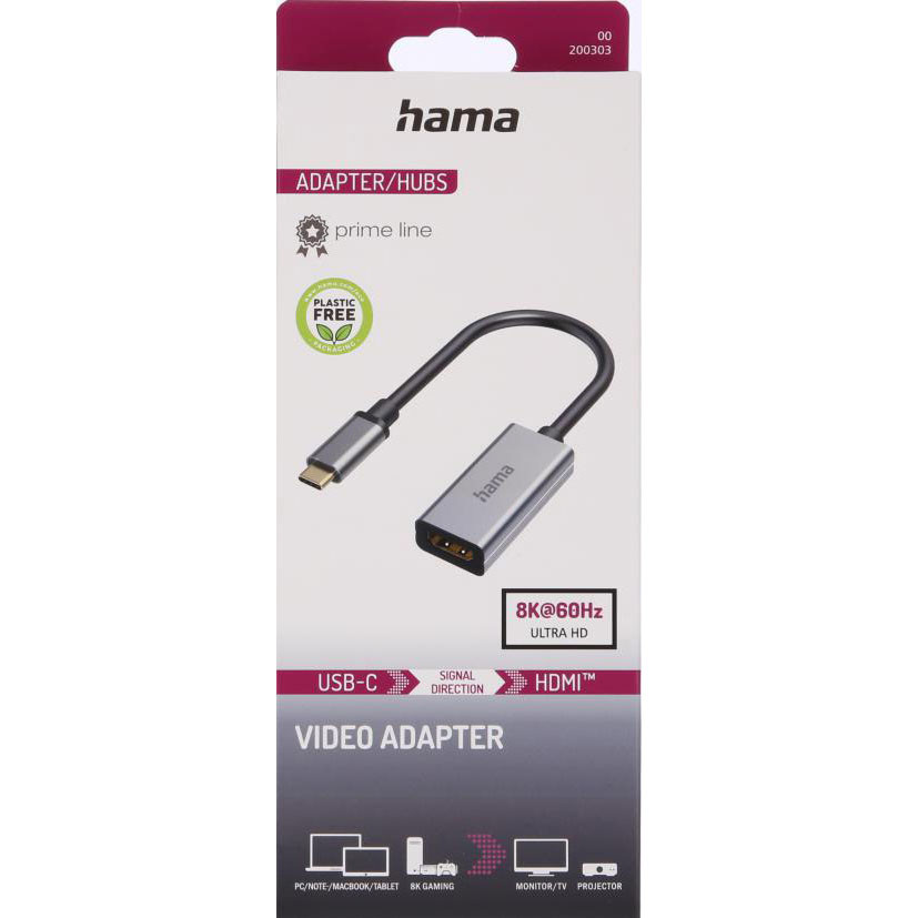 HAMA Adapter Audio USB-C to HDMI Ultra-HD 8K@60Hz Alu