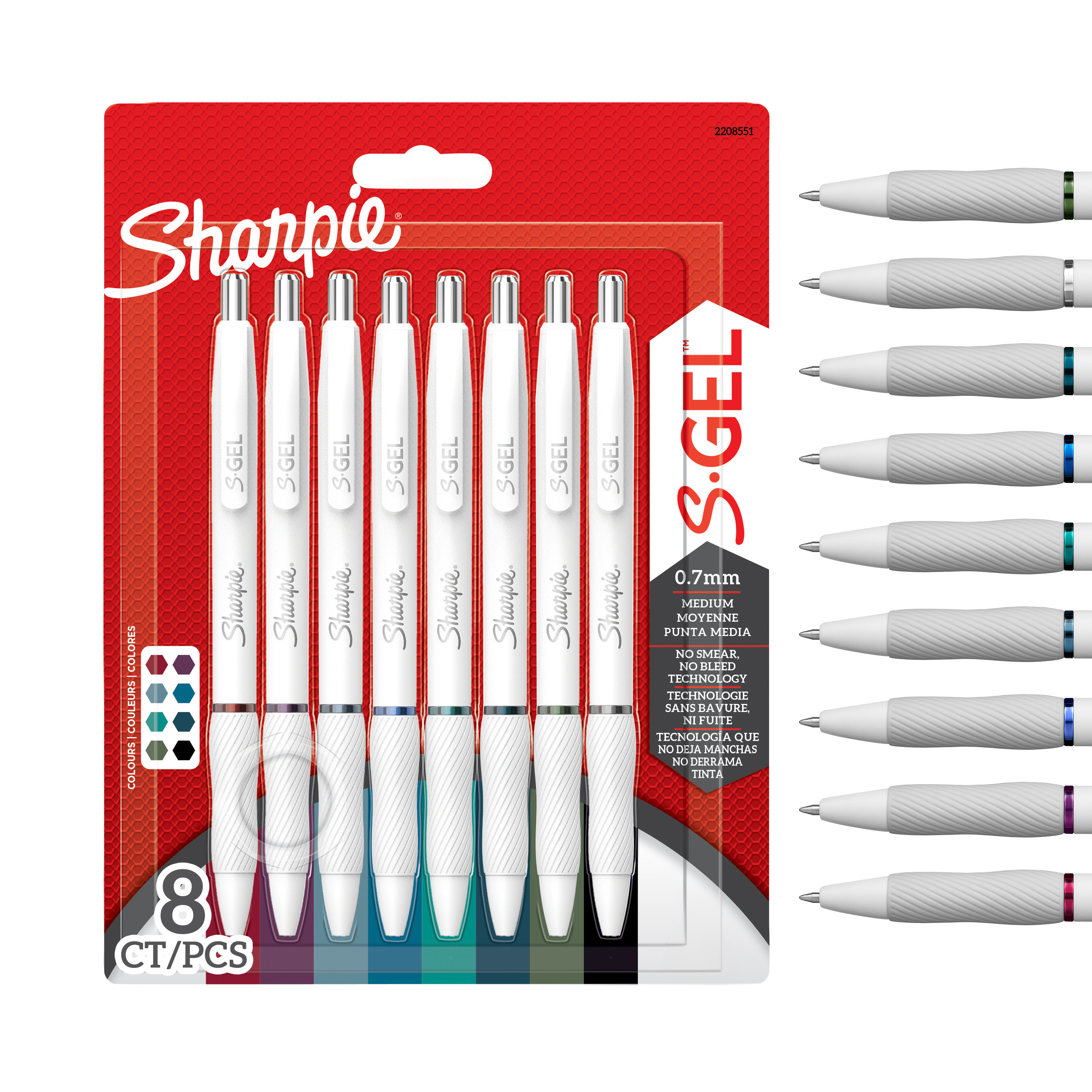Sharpie Gelblekkpenn S-Gel 0,7 hvit blist ass (8)