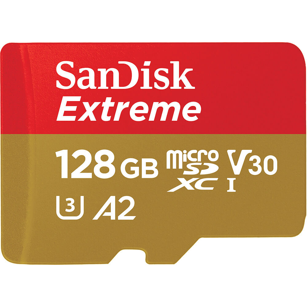 BildeSANDISK MicroSDXC Extreme 128GB Adapter 190MB/s A2 C10 V30