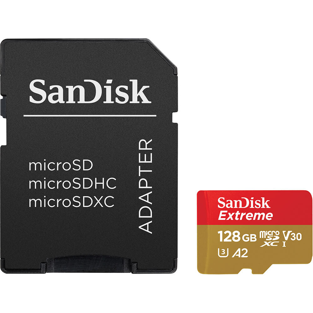 SANDISK MicroSDXC Extreme 128GB Adapter 190MB/s A2 C10 V30