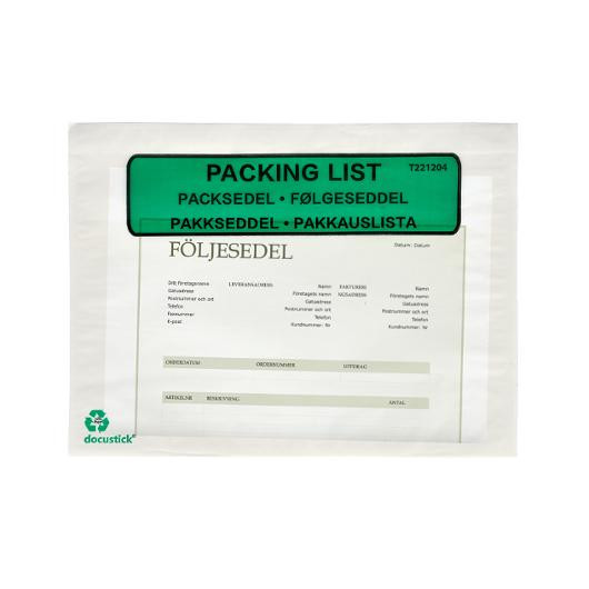 Pakkseddelpose Papir C5 Trykk (1000 stk)