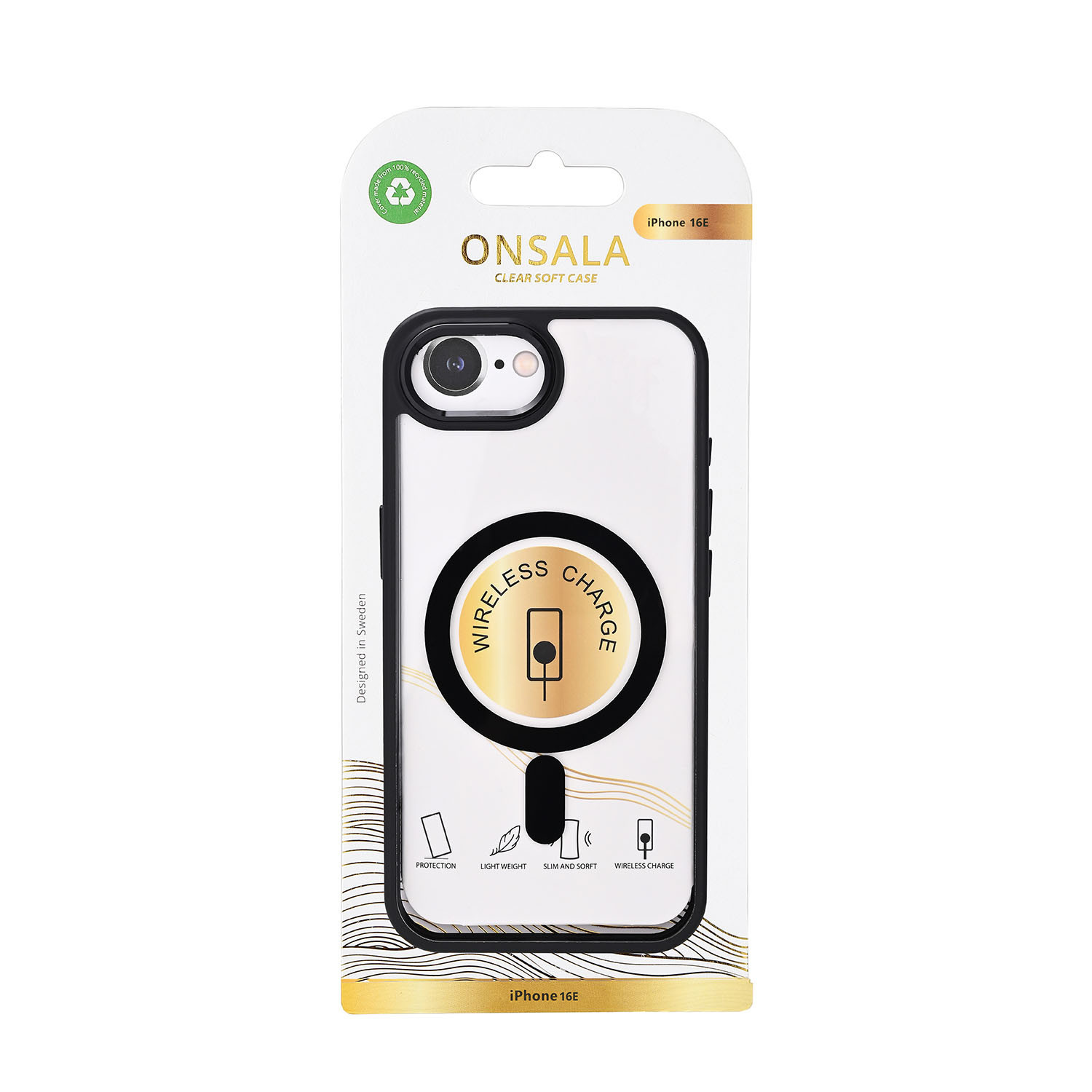 ONSALA Back Bumper Clear Case Magnetic iPhone 16e/17e Clear Case Black