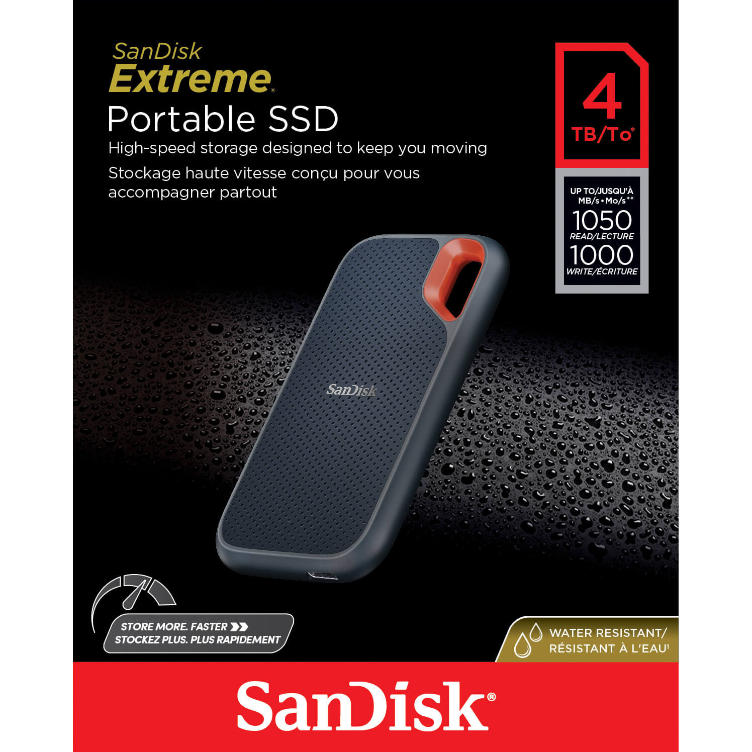 SANDISK Bärbar SSD Extreme 4TB 1050MB/s Läs 1000MB/s Skriv