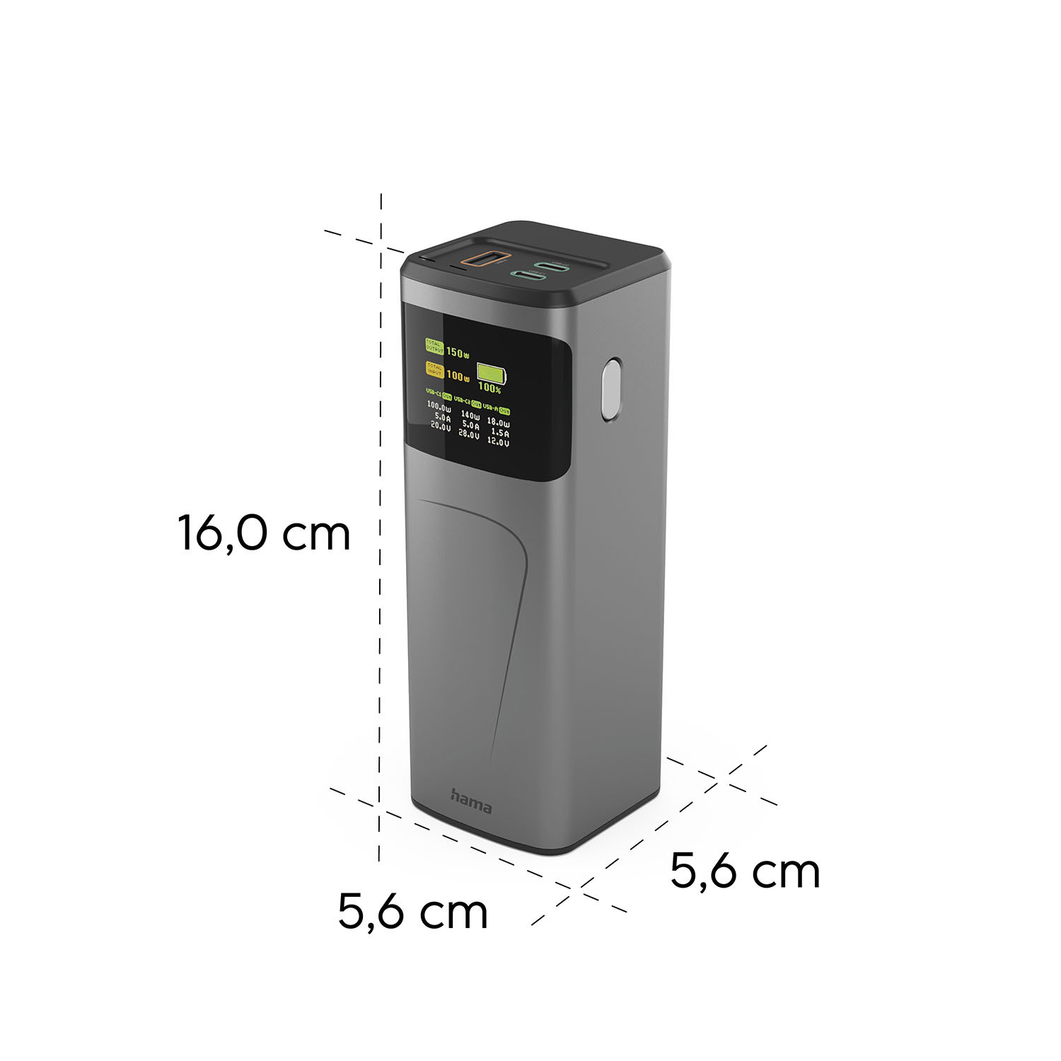HAMA Power Pack 150W Fast Charge 24000mAh 2xUSB-C 1xUSB-A Black