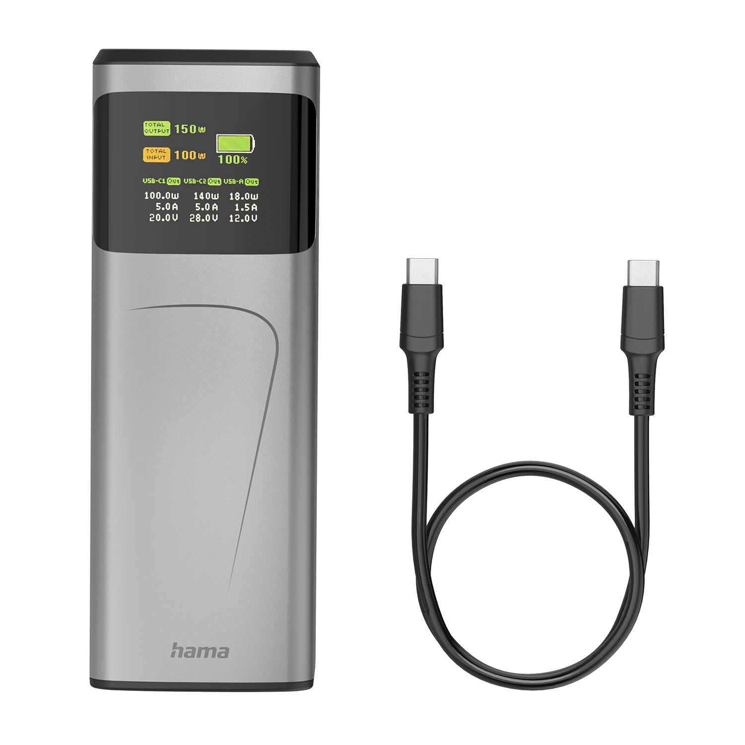 HAMA Power Pack 150W Fast Charge 24000mAh 2xUSB-C 1xUSB-A Black