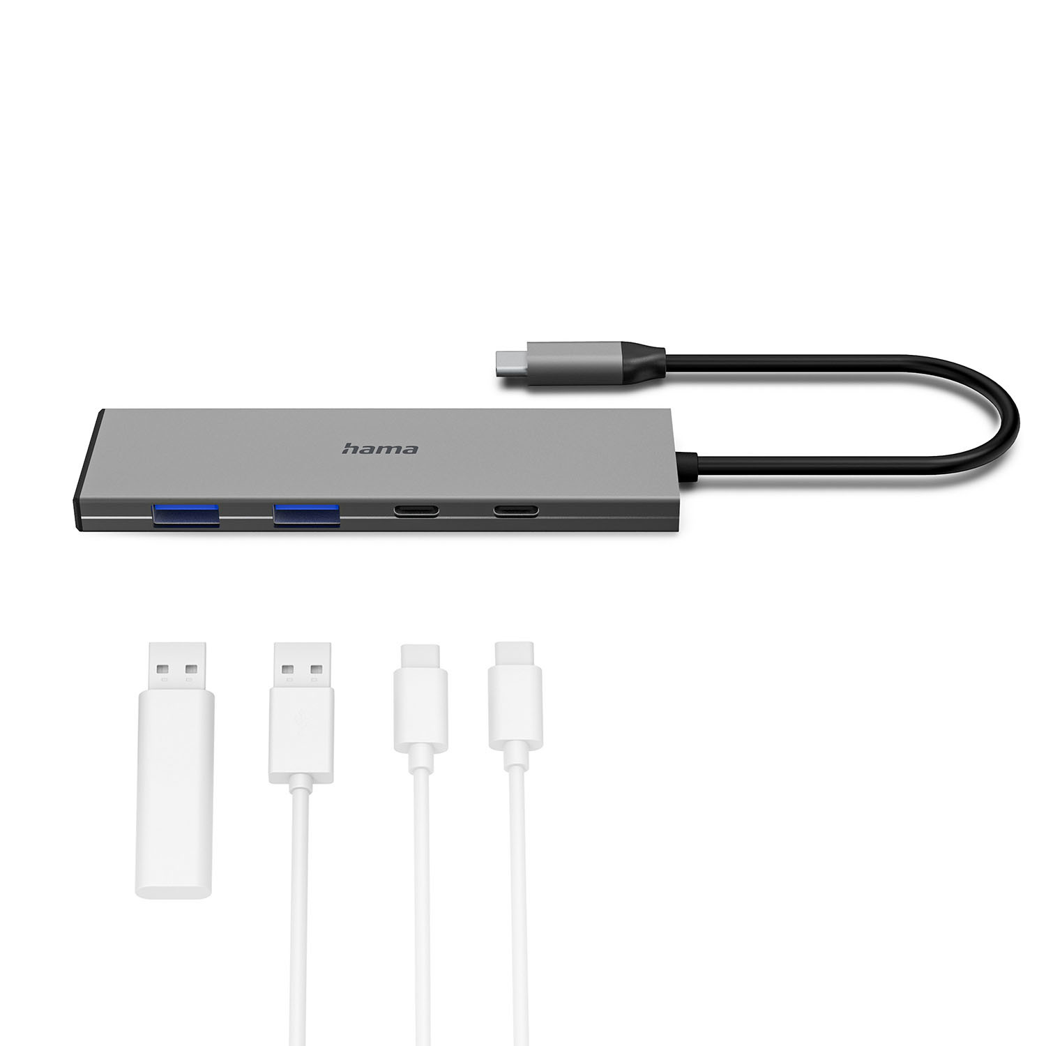 HAMA USB-C Hub USB 3.2 Gen2 2xUSB-C + 2xUSB-A 10 Gbit/s PD Alu