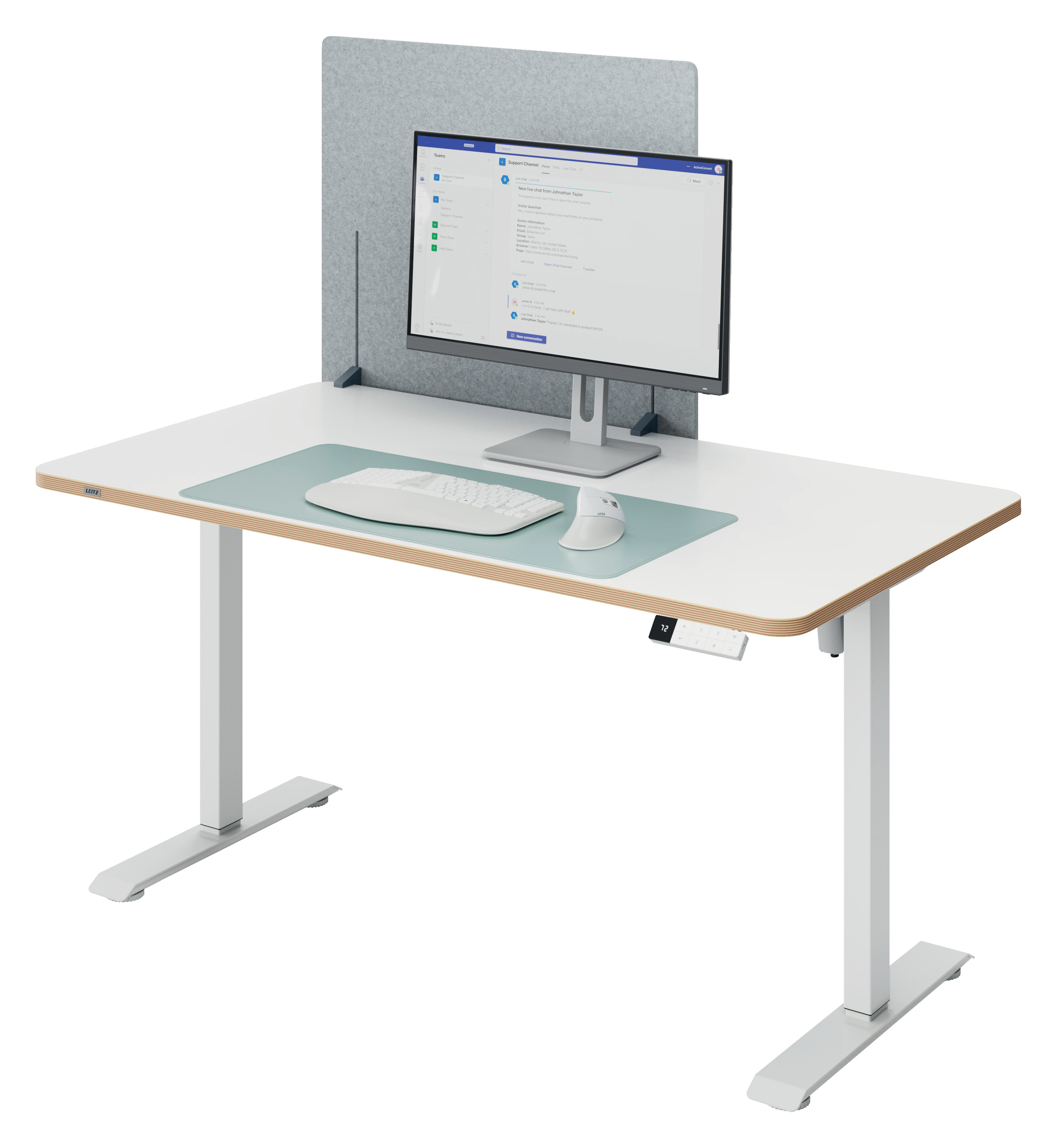 Skjermvegg Leitz hydejuster 80x70cm gr