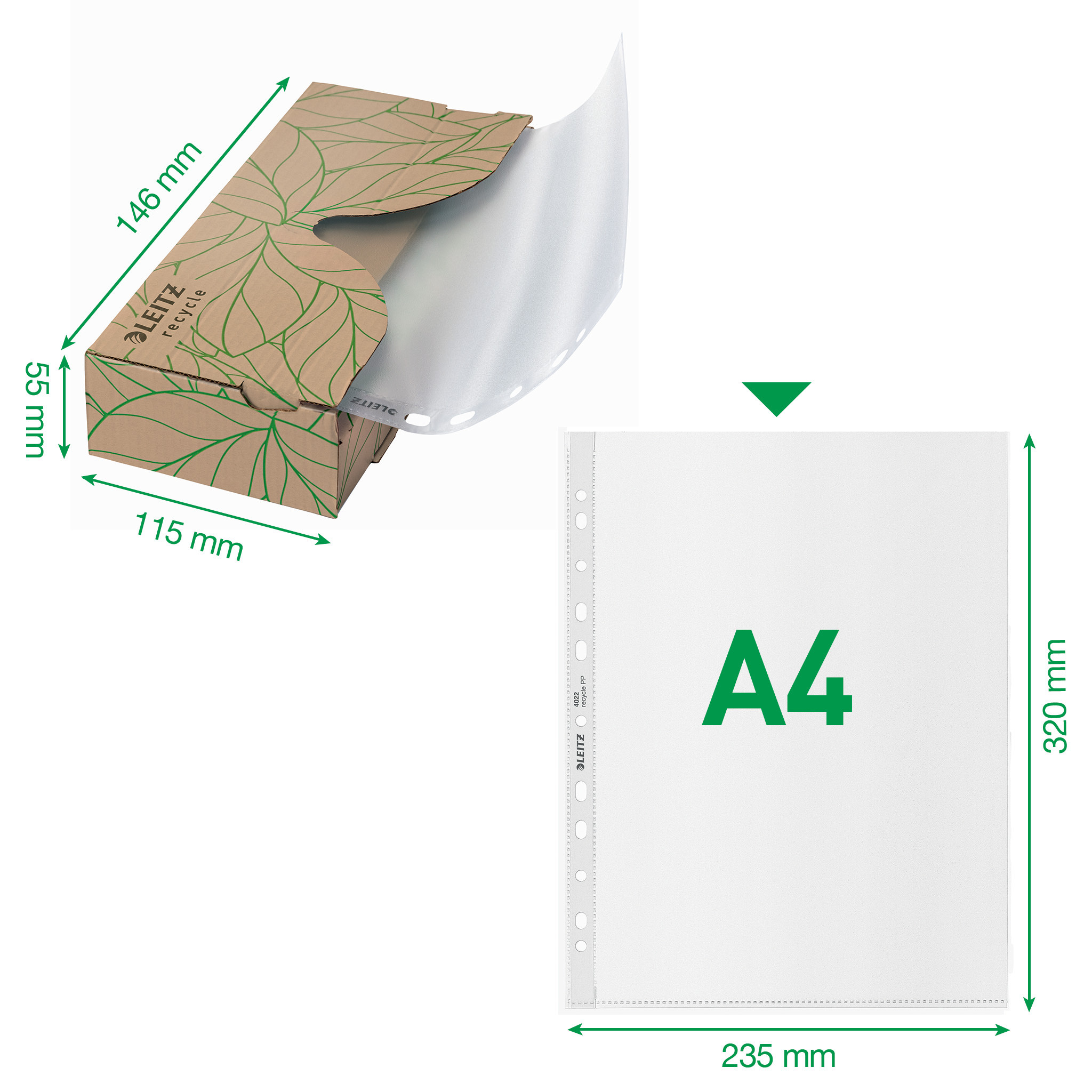 Plastlomme Leitz Recycle A4 70My (40 stk)