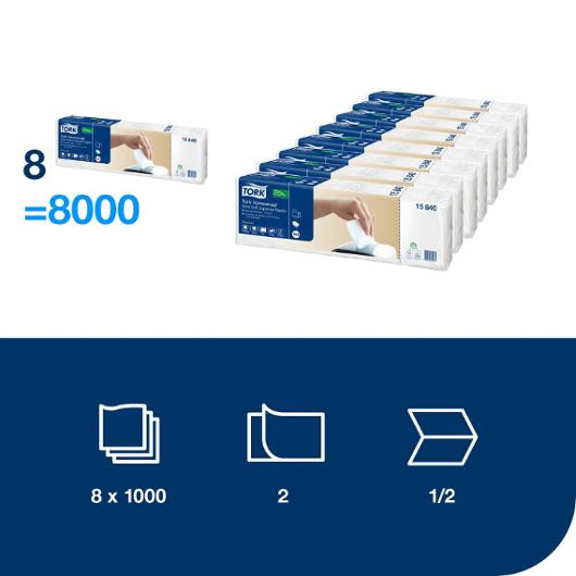 Dispenserserviett Tork N4 2L Hvit (500 stk)