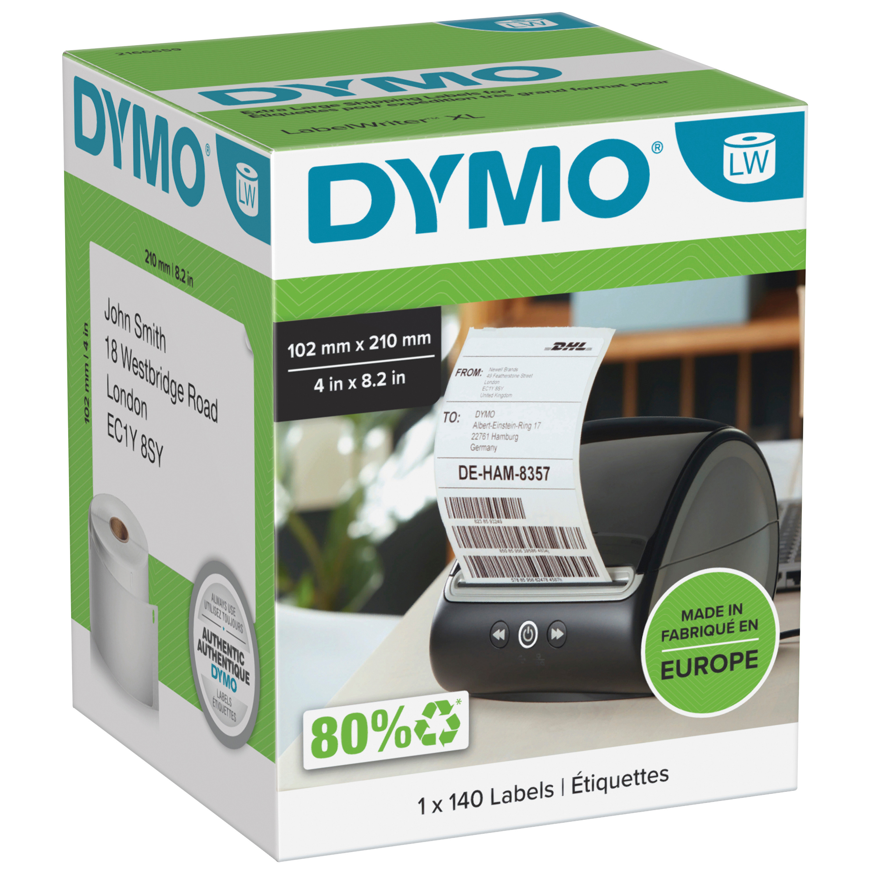 Etikett Dymo Lw Xl Dhl Frakt 102X210Mm