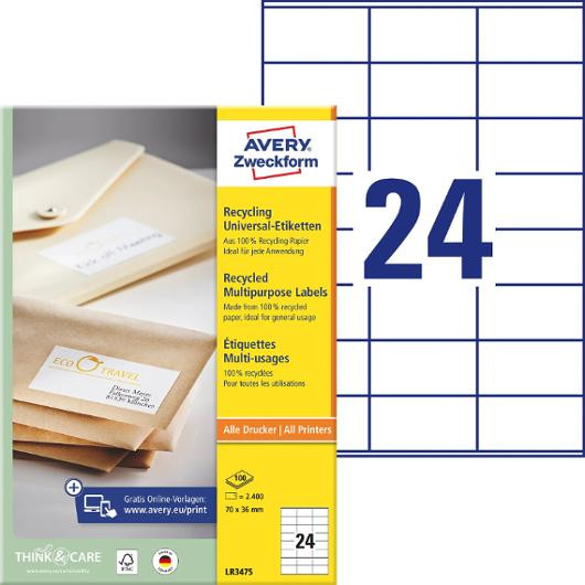 BildeEtikett Avery Resirkulert 70X36Mm (2400 stk)