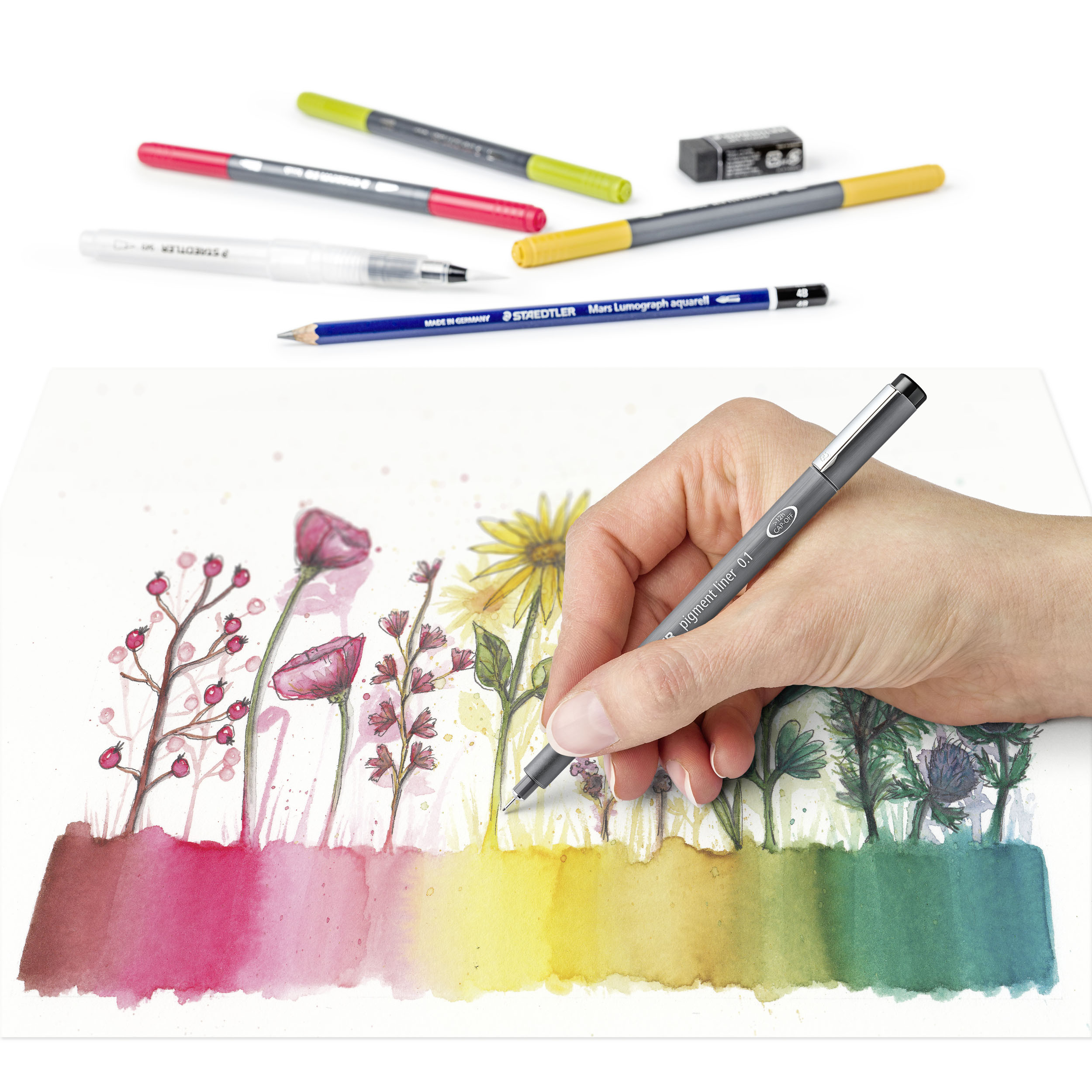 Staedtler Blomsterakvarellsett for akvarell assortert (12)