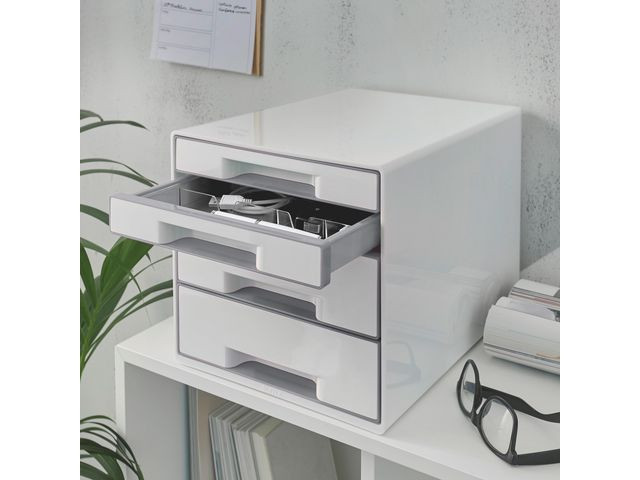 Leitz Skuffkube WOW 4 skuf. hvit/gr