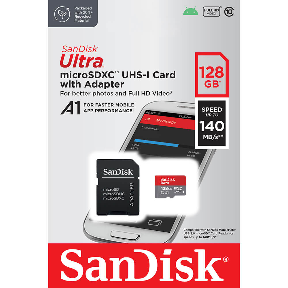 SANDISK MicroSDXC Mobil Ultra 128GB 140MB/s UHS-I Adap