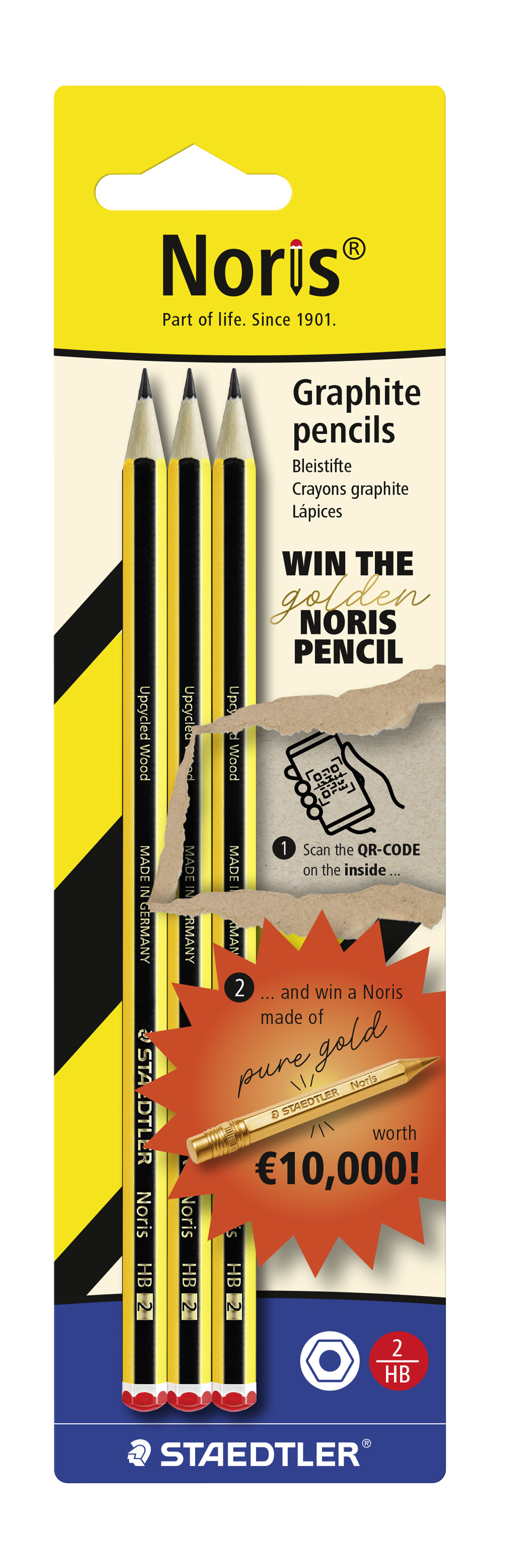 BildeSTAEDTLER Blyant Noris HB Golden Pencil blistr (3)