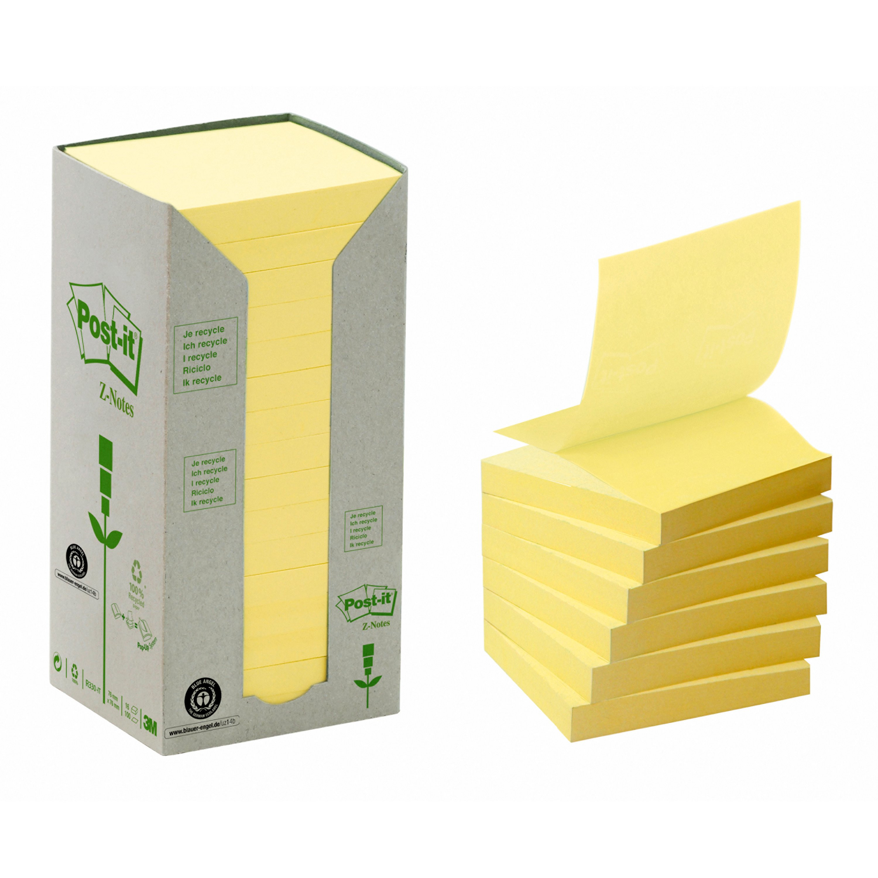 BildePost-it Z-Klistrelapper 76x76 recycled gul (16)