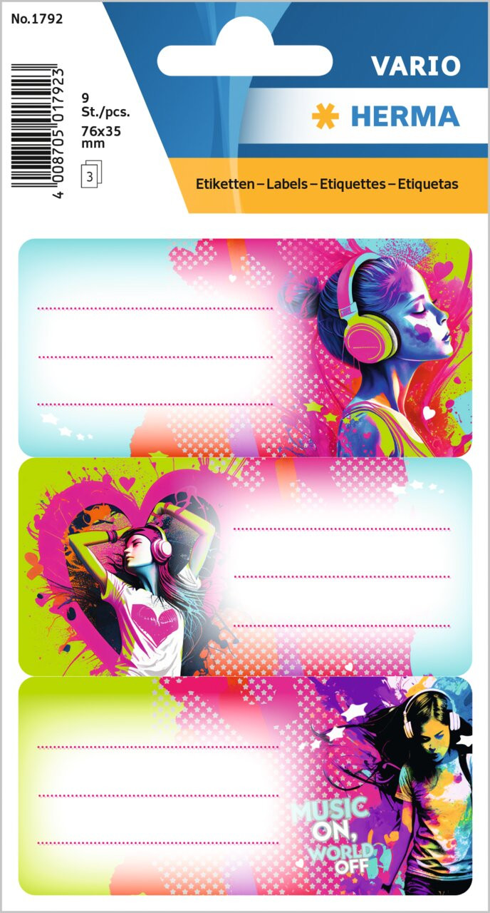 BildeHerma Skolboks etiketter Vario music girl 76x35mm (3)