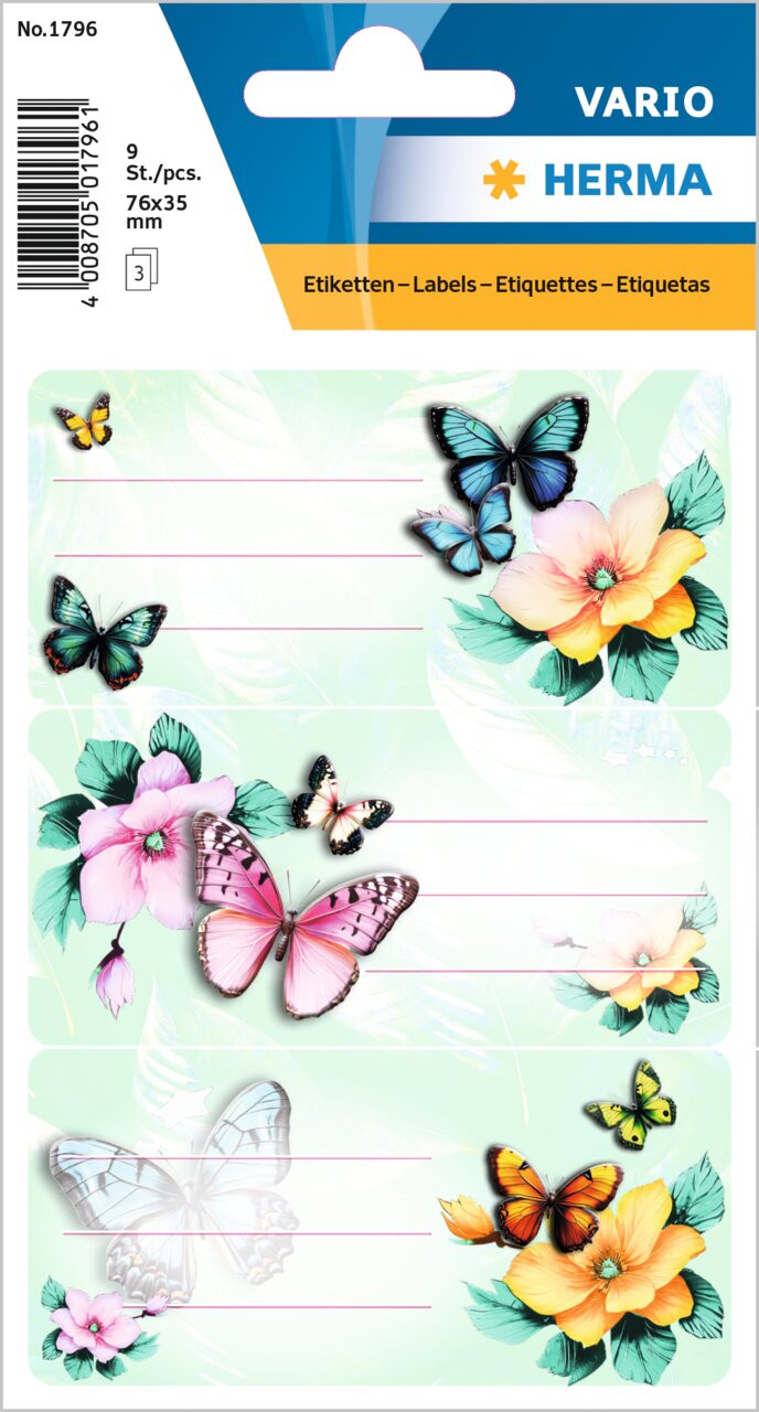 BildeHerma Skolboks etiketter Vario butterflies 76x35mm (3)