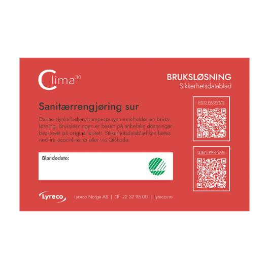 BildeBruksetikett Clima30 Sanitær Sur