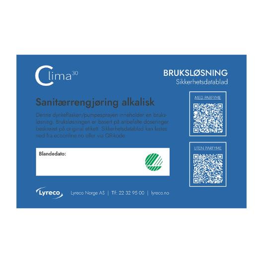 BildeBruksetikett Clima30 Sanitær Alkalisk