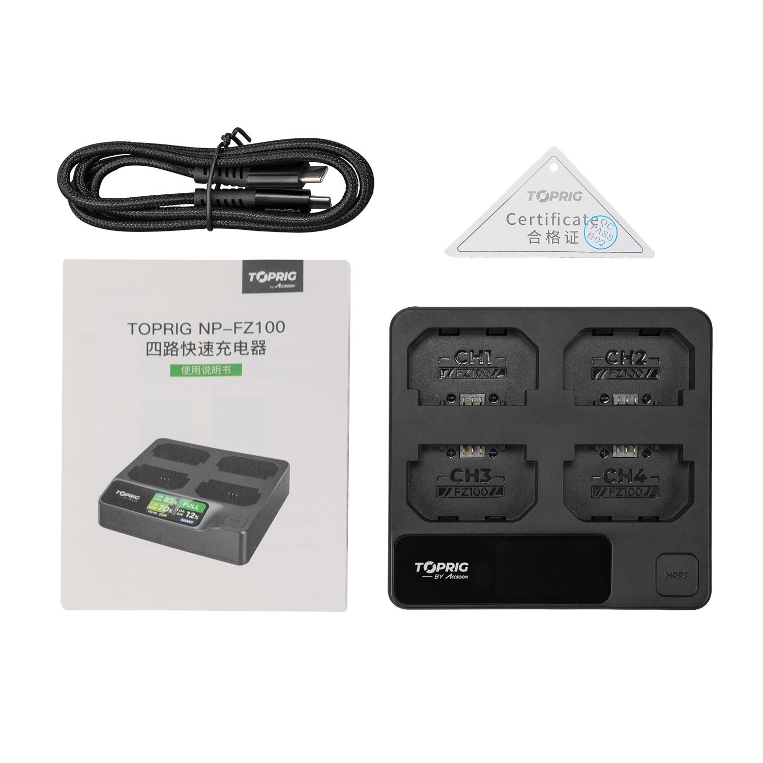 ACCSOON TopRig 100W 4-Bay NP-FZ100  Fast Charger