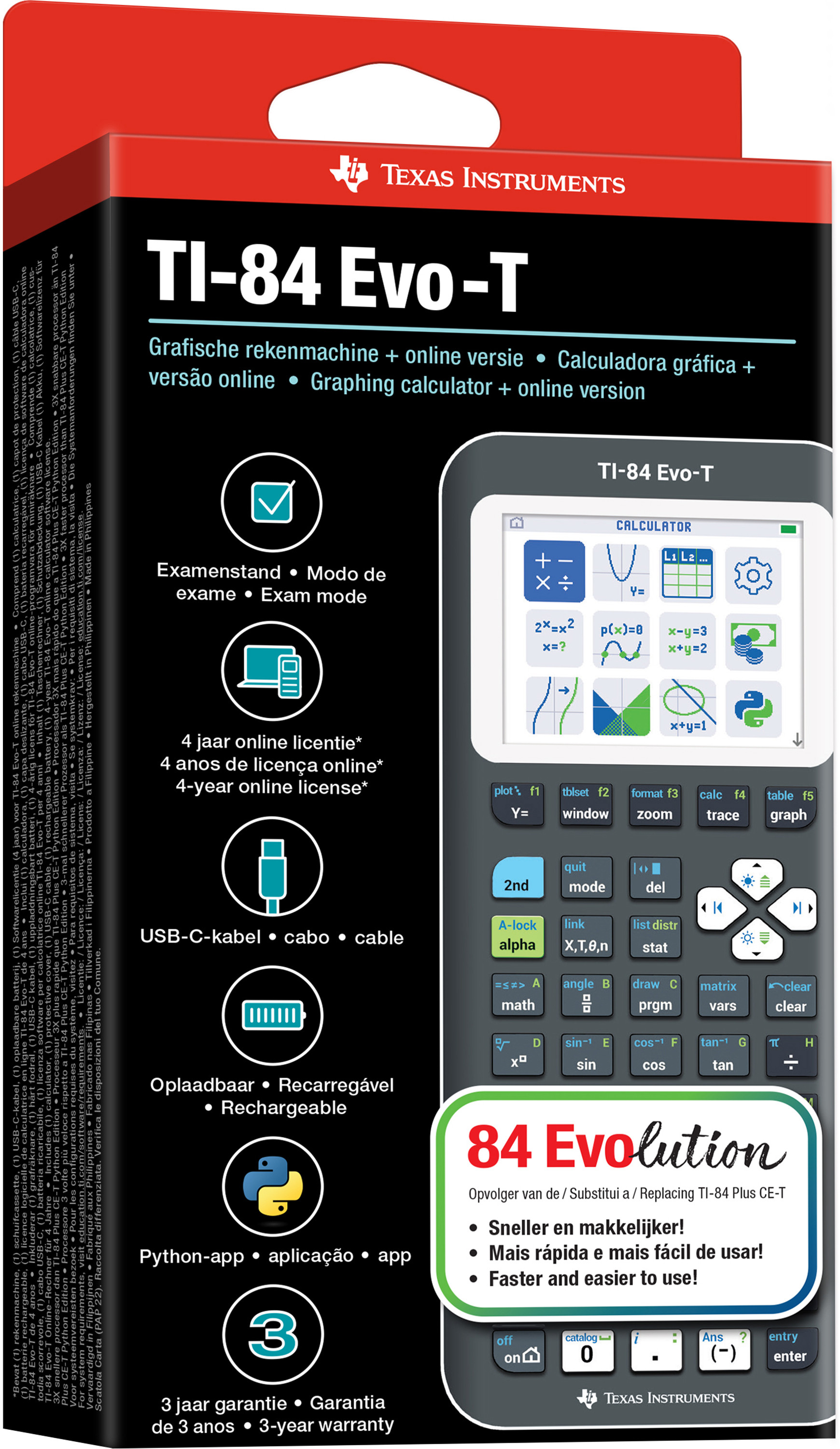 Texas TI-84 Evo-T Grafkalkulator uk manual