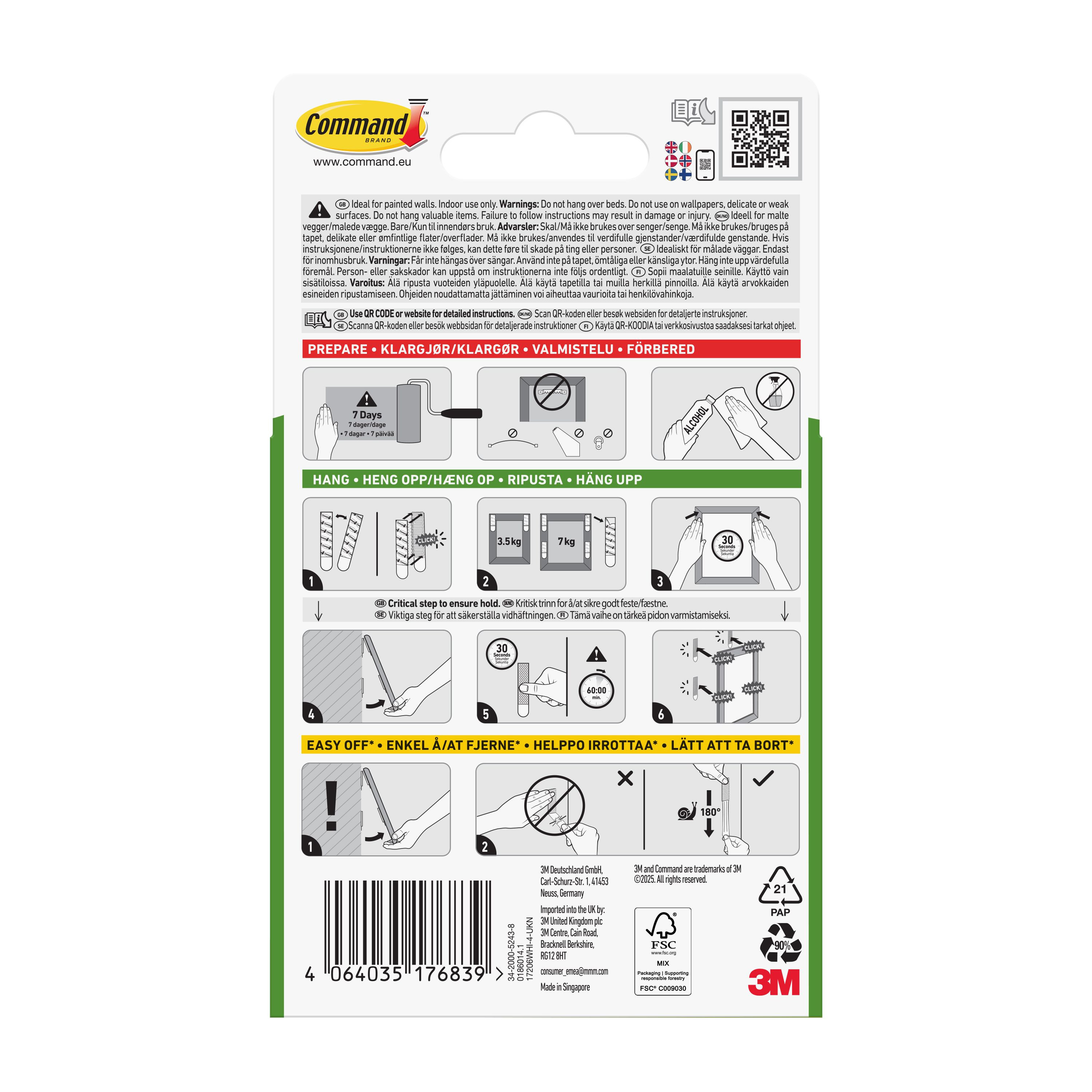Command Strips White Large 4 Sets 17206WHI-4