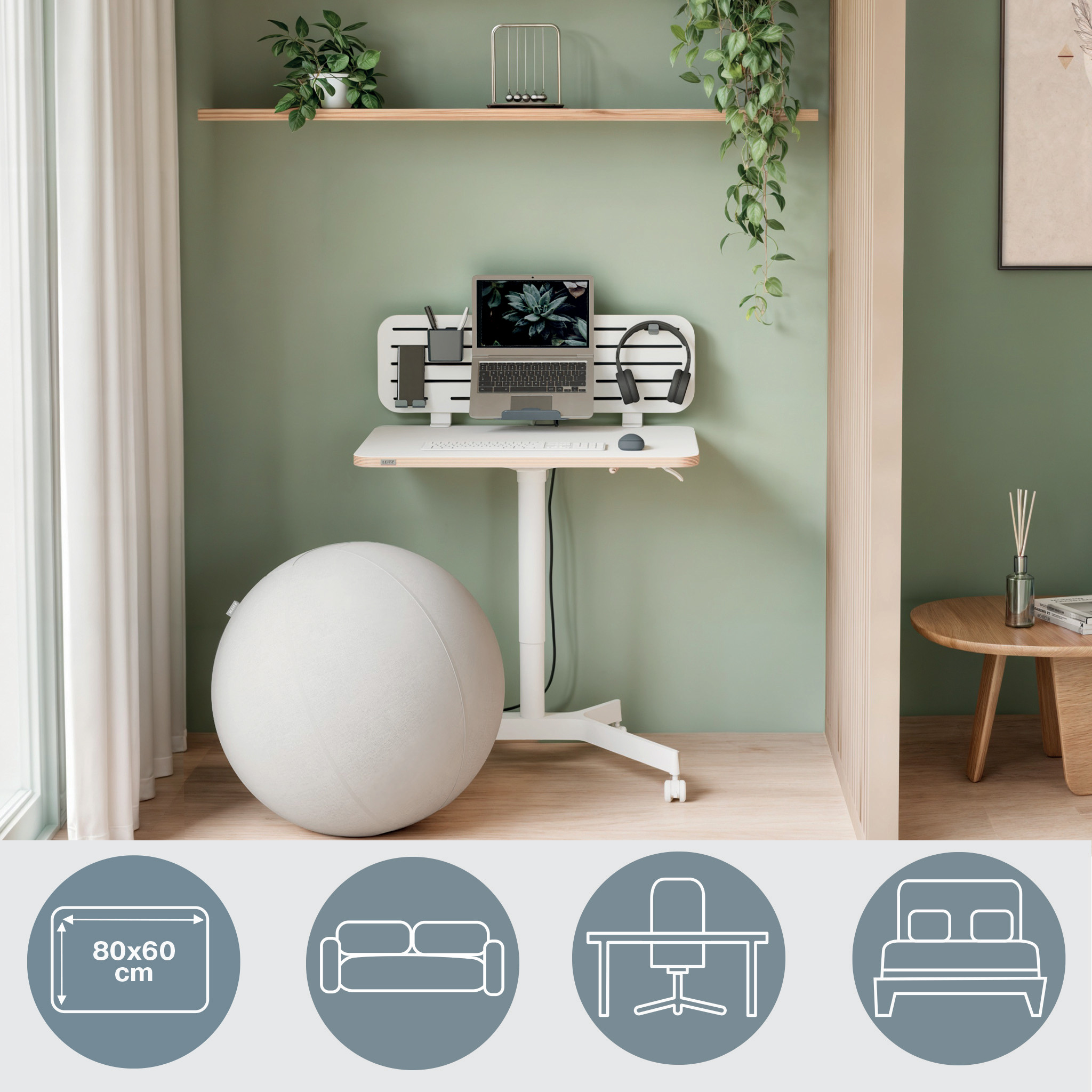 Skrivebord Leitz Hev/Senk Hvit