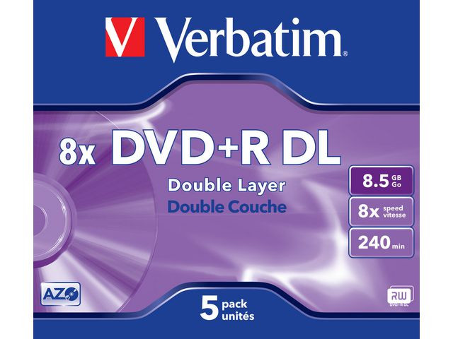 BildeDvd+R Verbatim Dl 8.5Gb 8X Jewelcase (5 stk)