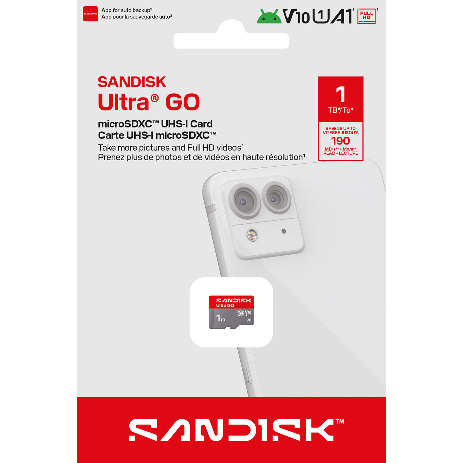 SANDISK MicroSD Ultra GO 1TB 190MB/s C10 UHS U1 A1