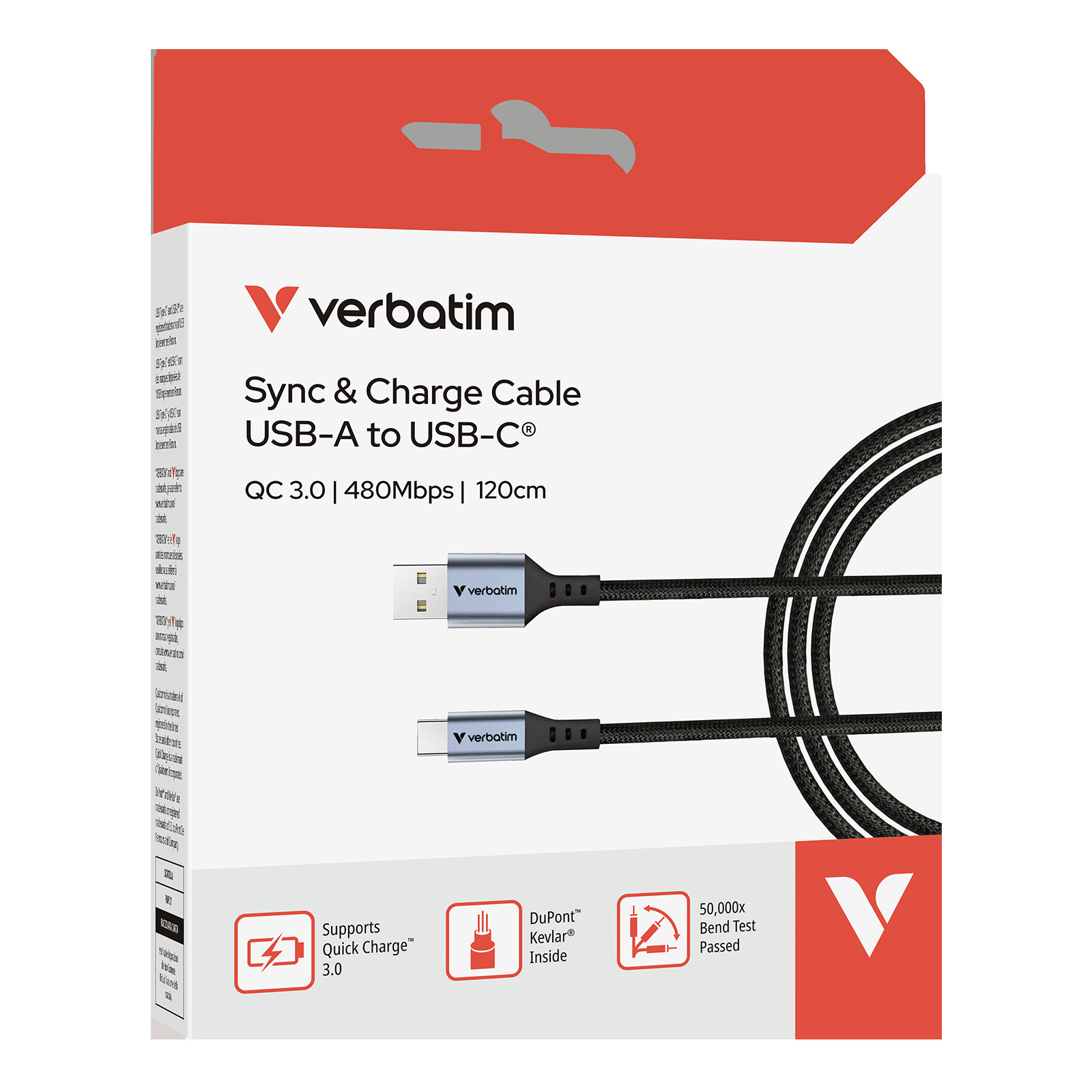 VERBATIM Sync N Charge USB-A to USB-C 18W (1.2m)