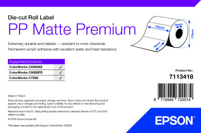 BildePP Matte Label, Continuous Roll: 102mm x 76 mm, 1570 labels