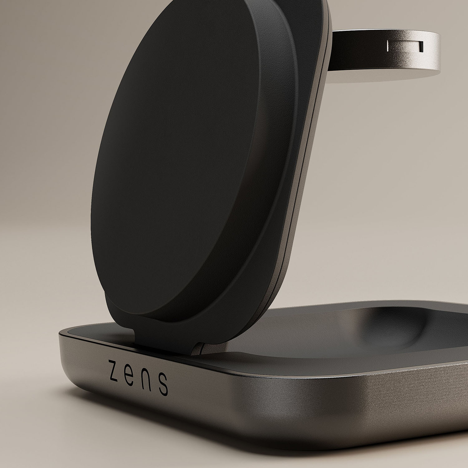 ZENS Charger Nightstand Pro 2 Duo Qi2 and Apple Watch Aluminium Black