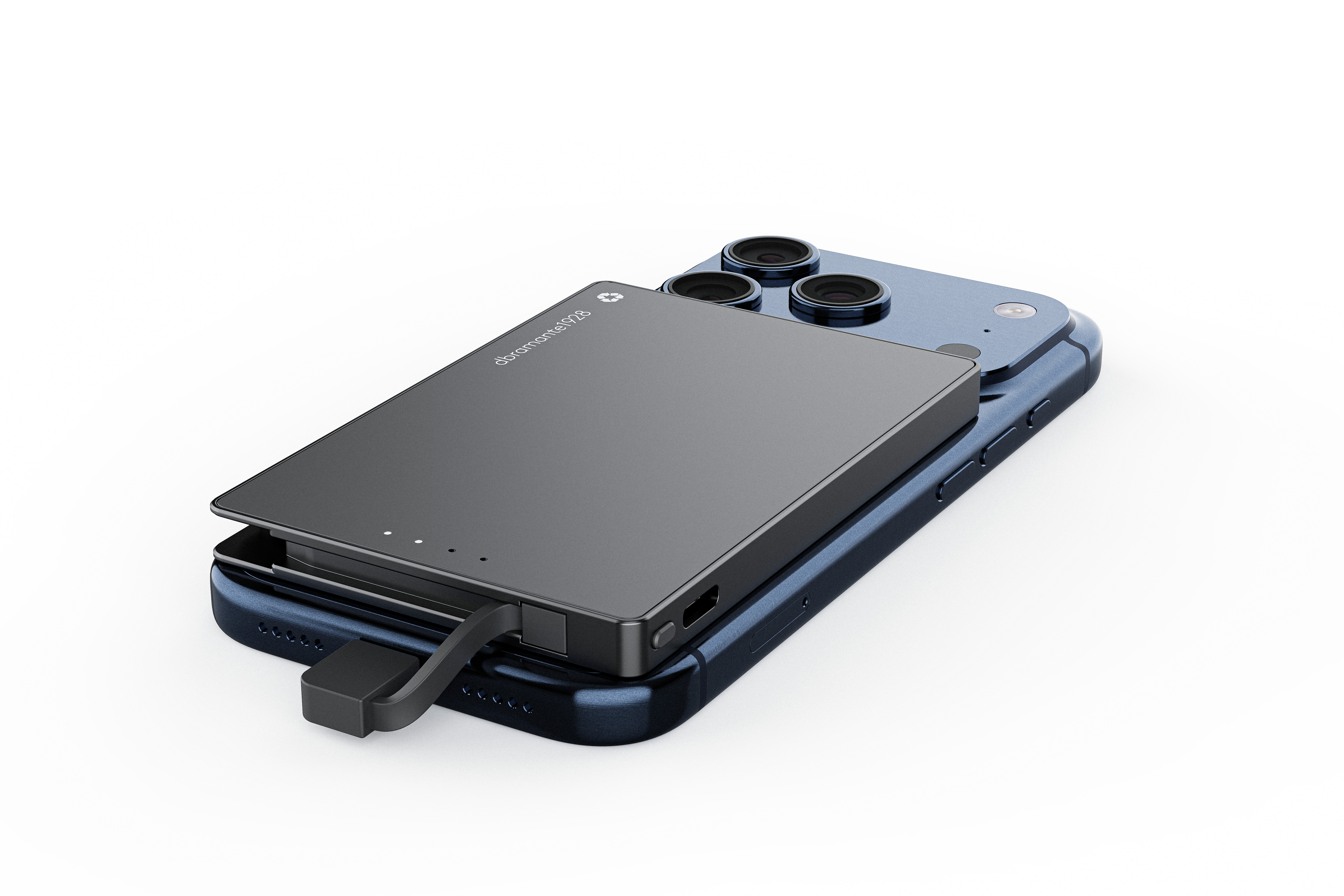 DBRAMANTE Power Bank - 5K mAh Mag. Built-in USB-C Cable - Ti