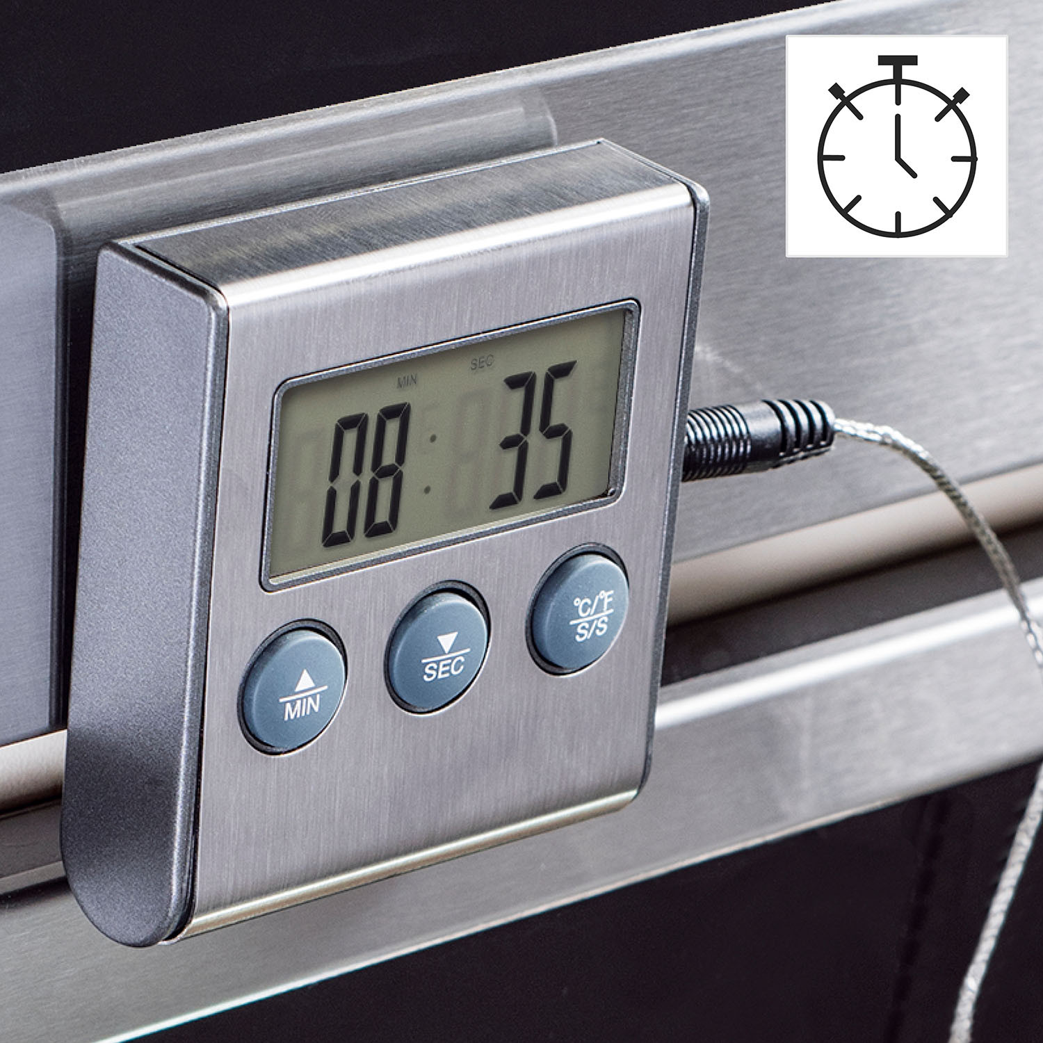 XAVAX Digital Meat Thermometer with Timer Cable Sensor