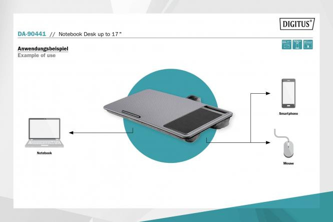 DIGITUS Notebook Desk / Workstation up to 17'', mobile slot