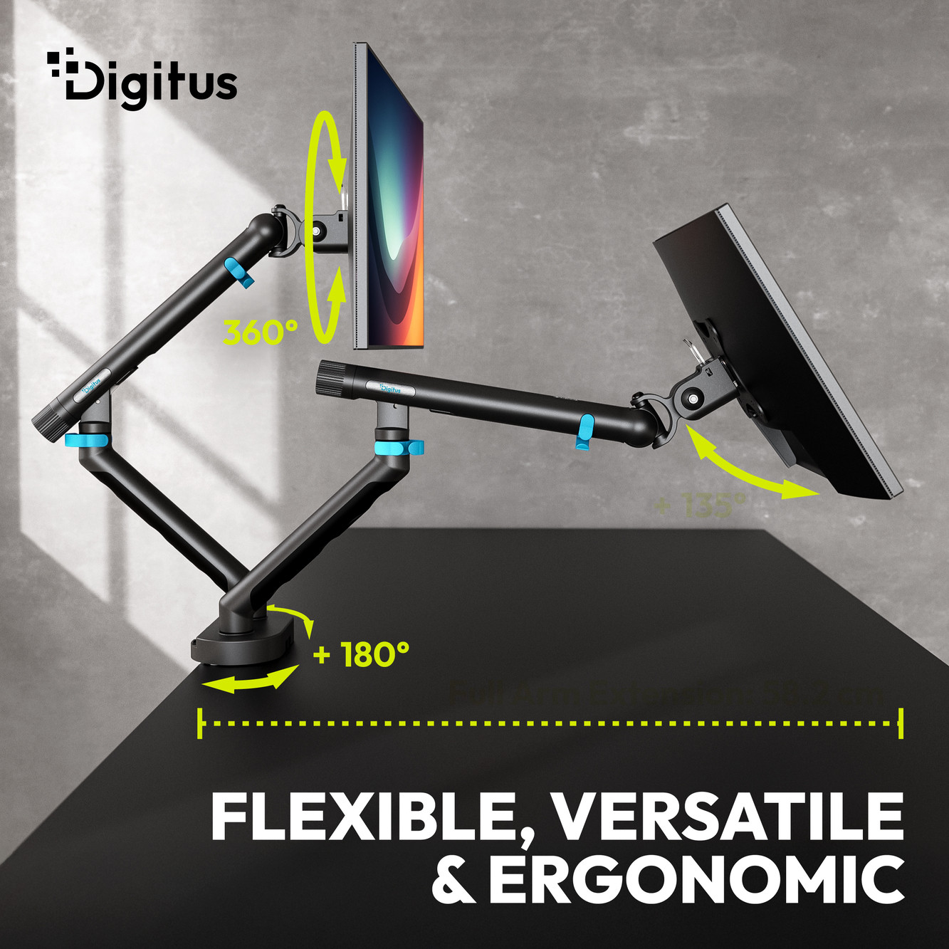DIGITUS Dual design monitor mount, 2x 35'', 2x 10 kg