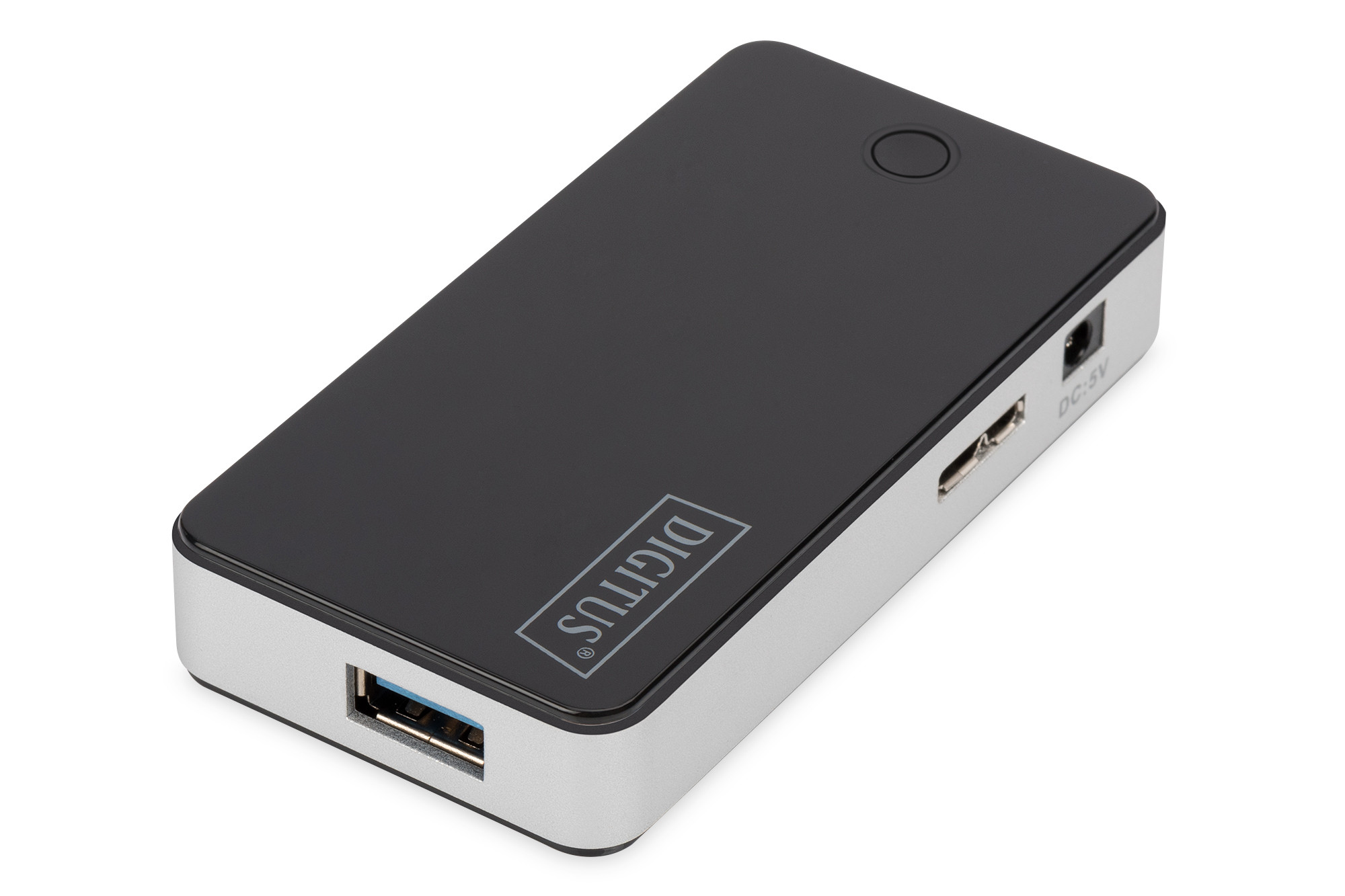 DIGITUS USB 3.0 hub 4-port with power supply, Black