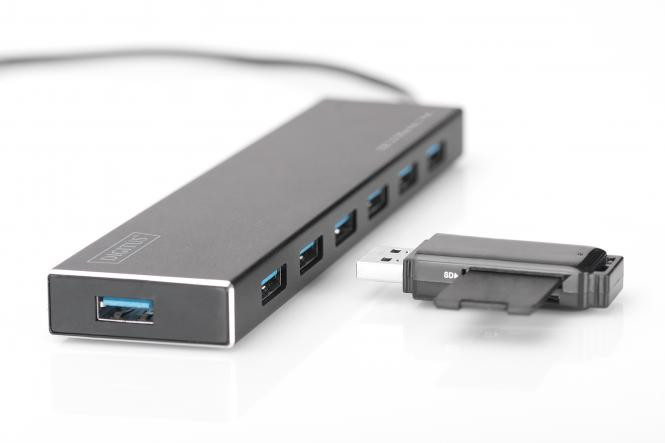 DIGITUS USB 3.0 Hub, 7-port Incl. 5V/3, 5A PSU, Alu