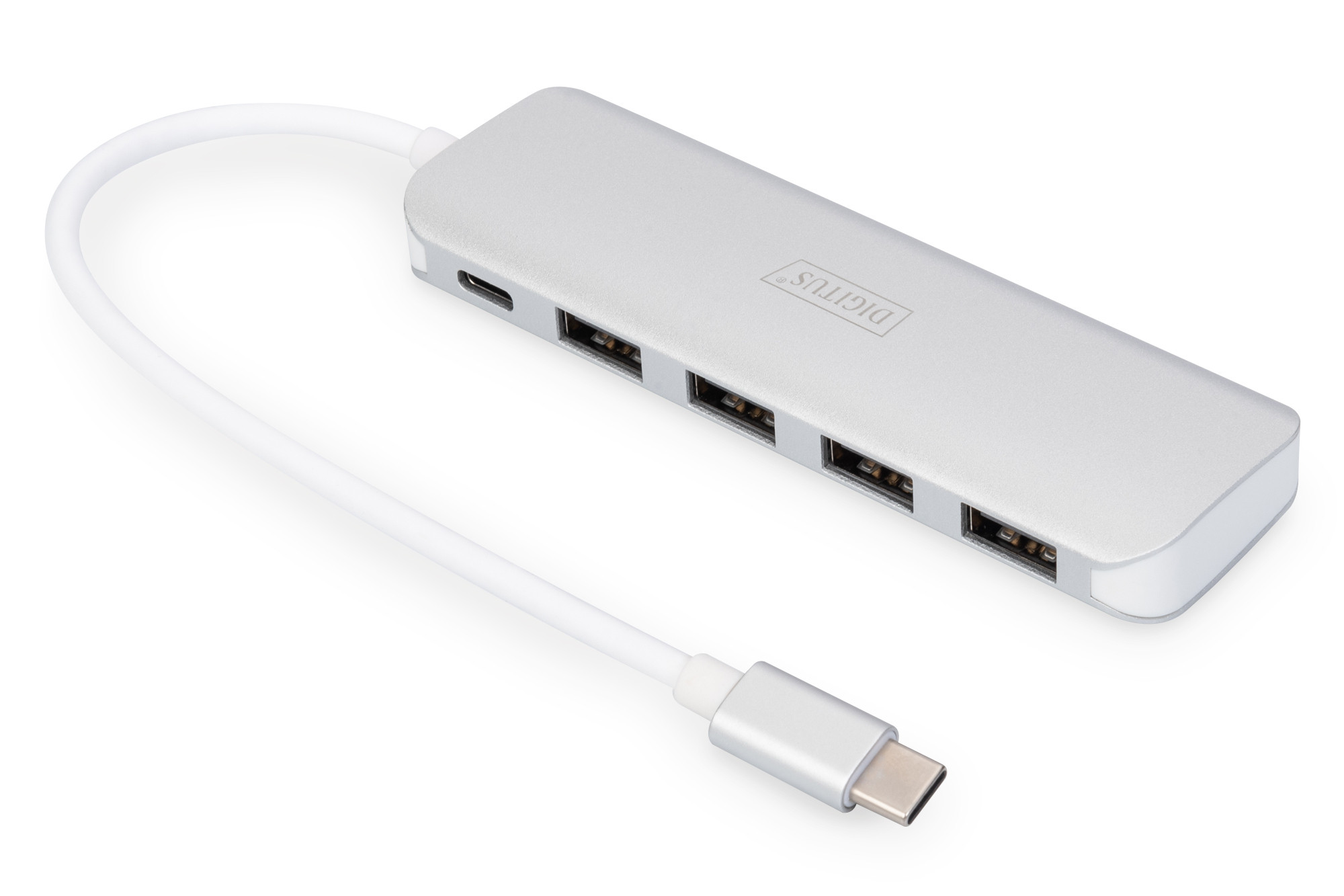 BildeDIGITUS USB-C hub 4 x USB 3.0 with PD charging, Silver