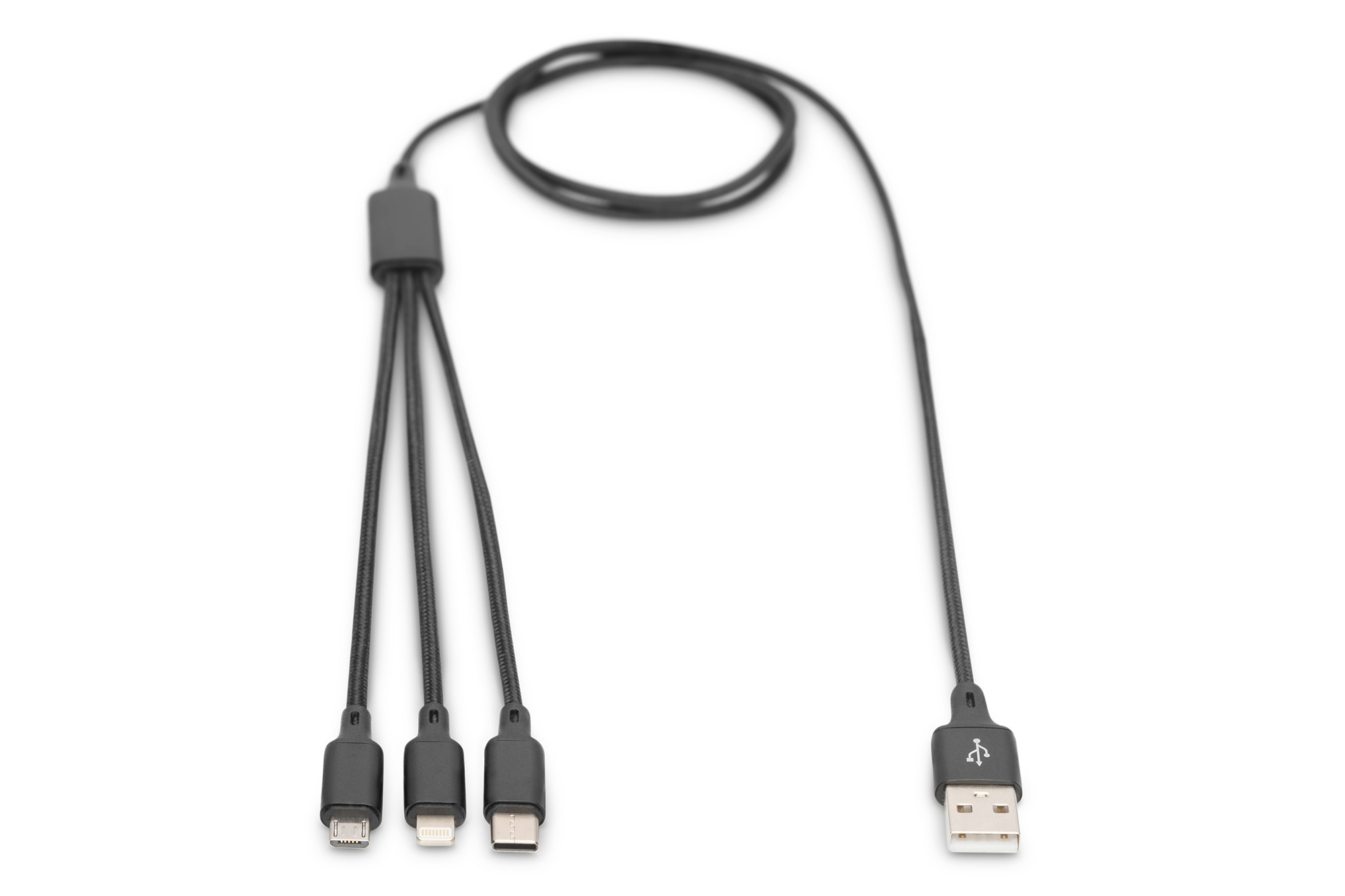 DIGITUS USB charging cable 3-in-1, 1 m, Black