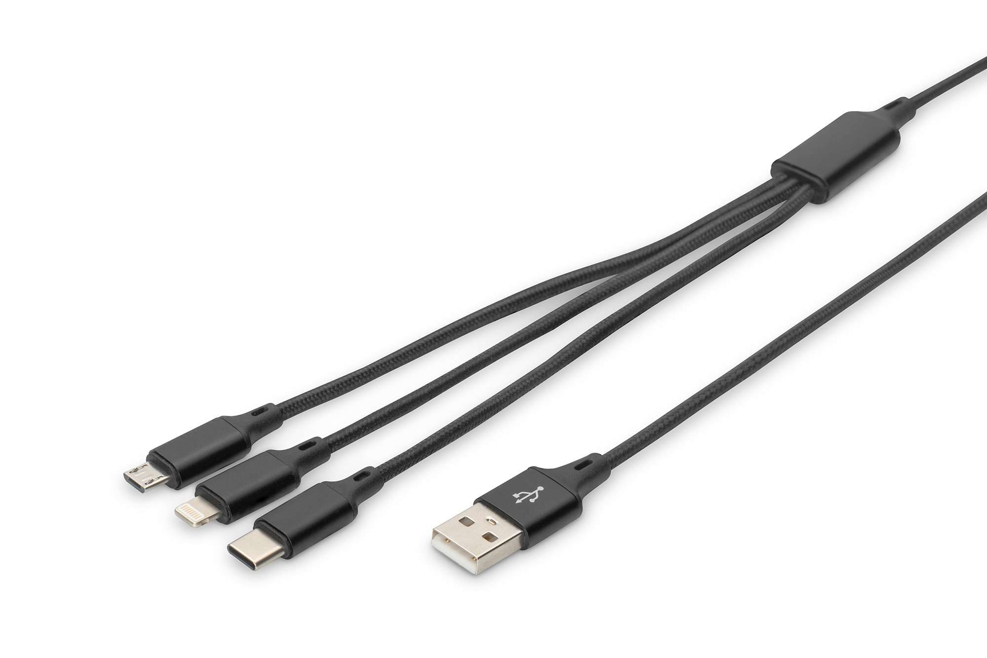 DIGITUS USB charging cable 3-in-1, 1 m, Black
